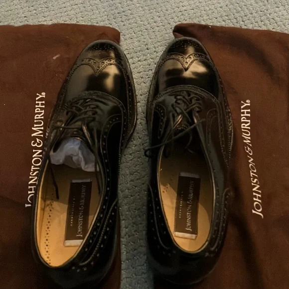 2 pair brand new mens j and m black size 11d wing tips one pair made in usa. J&M Est 1850 Black Leather Wing Tip Lace Up Dress Men main image 2